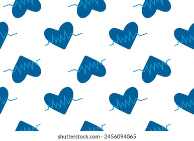 Seamless pattern with cardiogram icon. For fabric, cover, background design. Vector illustration in flat style 