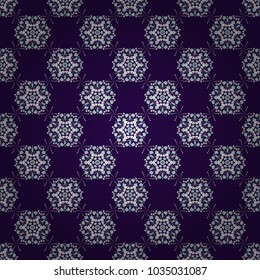 Seamless pattern for cards, prints, textile, fabric, books covers or wrapping paper. Flower mandala vector colorful background foin white, gray and blue colors.