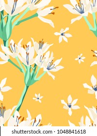 Seamless pattern of Cardwell lily, flat minimal rerto/vintage vector