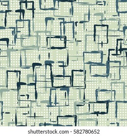 Seamless pattern. Careless drawing brush. Chaotic located rectangles. Colorful clutter. Children's camouflage. Flat. Cartoon. Grunge cloth.