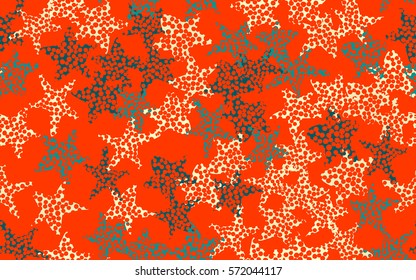 Seamless pattern. Careless drawing. Holey stars. Colorful chaos. Fashion camouflage.