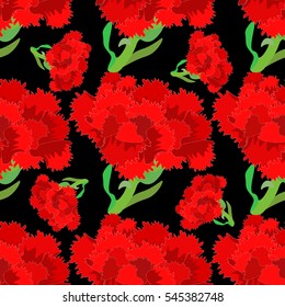 seamless pattern Carnation Defender of the Fatherland Day on black vector illustration
