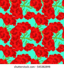 seamless pattern Carnation Defender of the Fatherland Day on blue vector illustration