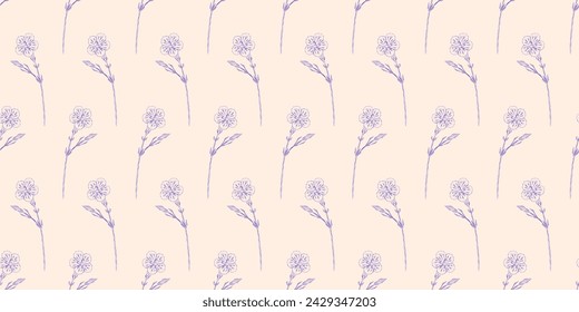 Patrón sin costuras con flores de clavel. Fondo de primavera o verano. Diseño de envases, textiles en estilo rústico retro. Ilustración de vector