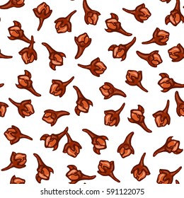 Seamless pattern with carnation spices on white background, vector illustration
