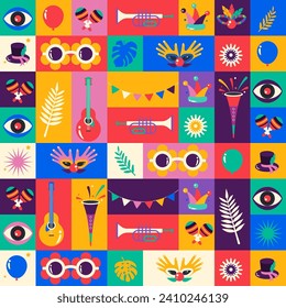 seamless pattern for Carnival with colorful geometric background. vector illustration