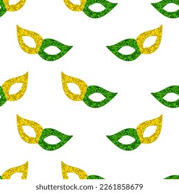 Seamless pattern Carnival mask Mardi Gras glitter vector illustration