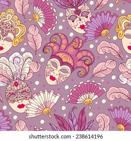 Seamless pattern with carnival masks.