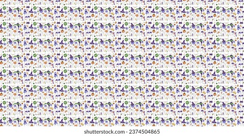 Seamless pattern with carnival masks from the Halloween party. Color doodle vector illustration.