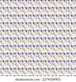 Seamless pattern with carnival masks for the Halloween party. Color doodle vector illustration.