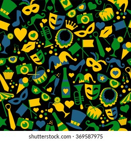 Seamless pattern of Carnival on black background.