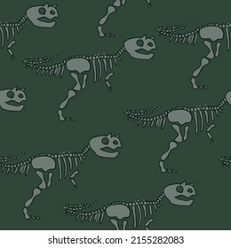Seamless pattern with Carnotaurus skeleton. Background for fabric, textile, web, art, hand drawn, cute, clothes, wrapping paper and other design.