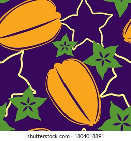 Seamless pattern with carom fruit contours. Can be used for backgrounds and prints.