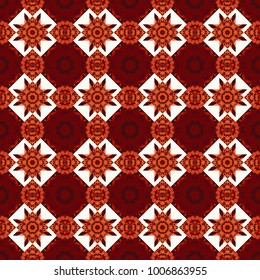 Seamless pattern for carpet, textile, wallpaper and any surface. Vector pattern in brown, gray and red colors. Oriental abstract ornament.