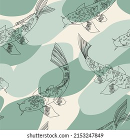 Seamless pattern with carps. Vector illustration