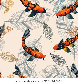 Seamless pattern with carps. Vector illustration