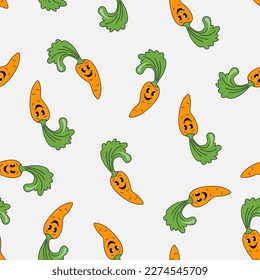 Seamless pattern with carrot cartoon character. Vector illustration.