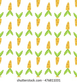 Seamless pattern of carrot on a white background. It can be used for wrapping paper, greeting cards, fabric, children's clothes.