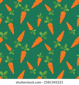 Seamless pattern with carrot, vector illustration of vegetable, healthy vegan food wallpaper