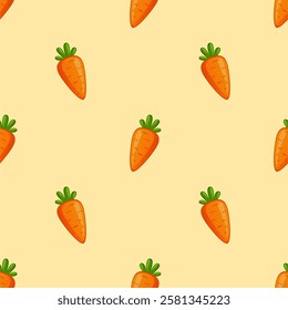 Seamless pattern with carrot, vector illustration of vegetable, healthy vegan food wallpaper