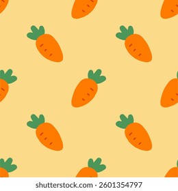 Seamless pattern with carrot, vector illustration of vegetable, healthy vegan food wallpaper
