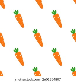 Seamless pattern with carrot, vector illustration of vegetable, healthy vegan food wallpaper