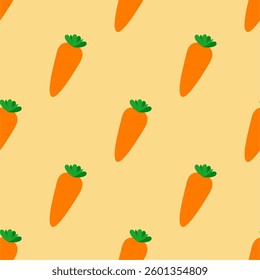 Seamless pattern with carrot, vector illustration of vegetable, healthy vegan food wallpaper