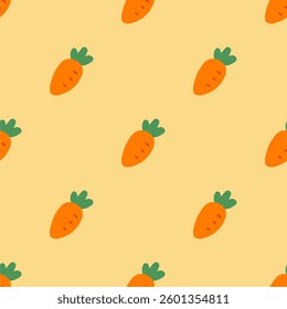 Seamless pattern with carrot, vector illustration of vegetable, healthy vegan food wallpaper