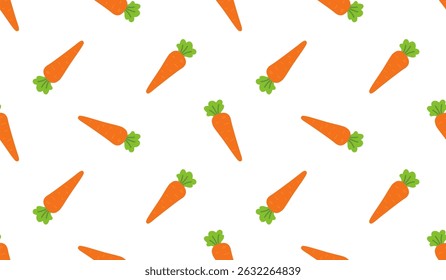Seamless pattern with carrot, vector illustration of vegetable, healthy vegan food wallpaper