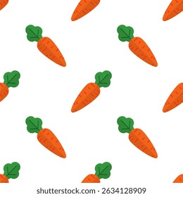 Seamless pattern with carrot, vector illustration of vegetable, healthy vegan food wallpaper