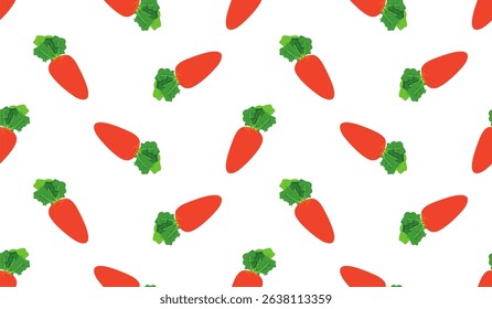 Seamless pattern with carrot, vector illustration of vegetable, healthy vegan food wallpaper