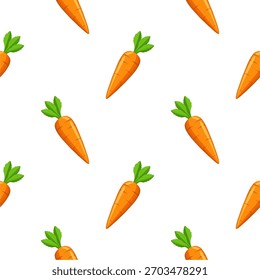 Patrón sin fisuras con zanahoria, Ilustración vectorial de vegetal, Fondo de pantalla de comida vegana saludable