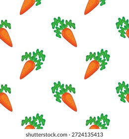 Patrón sin fisuras con zanahoria, Ilustración vectorial de vegetales, Fondo de pantalla de alimentos veganos saludables.