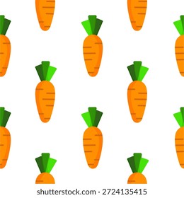 Patrón sin fisuras con zanahoria, Ilustración vectorial de vegetales, Fondo de pantalla de alimentos veganos saludables.