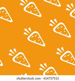seamless pattern carrot vitamins. background healthy food. orange background natural food. white carrit on orange background.