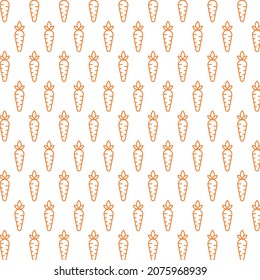 Seamless pattern of carrot in white background with mini doodle (icon). Vector Illustration