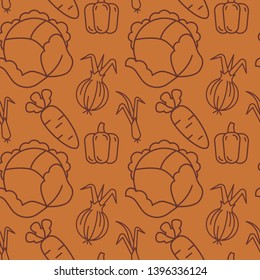 Seamless pattern with carrot,onions, cabbage, bell pepper and leek .Vegetable vector pattern  