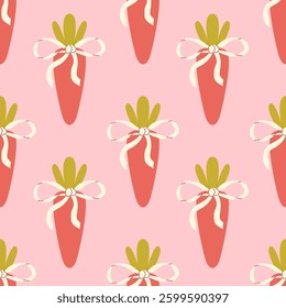 Seamless pattern with carrots and bows