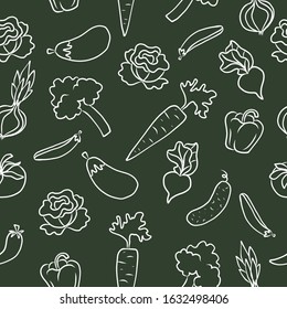 
seamless pattern carrots, cabbage, peppers, peas, carrots, tomato