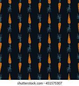 Seamless pattern with carrots. Cartoon illustration. vector