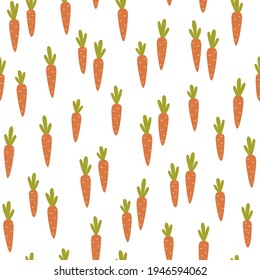 Seamless pattern with carrots. Cartoon orange carrots.