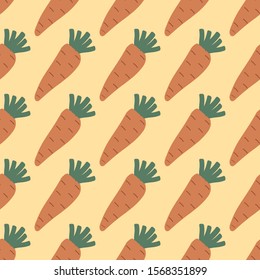 Seamless pattern with carrots in cartoon style. Vector illustration.