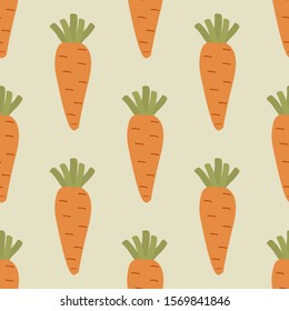 Seamless pattern with carrots in cartoon style. Vector illustration.