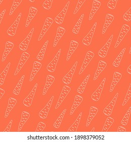 Seamless pattern with carrots. Contour drawing