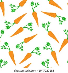 seamless pattern with carrots and leaves, vegetarian food
