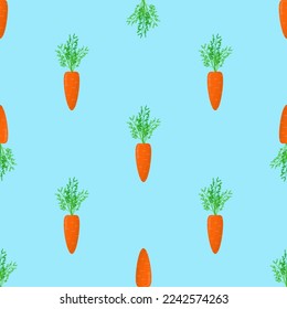 Seamless pattern with carrots on a blue background. Cute textile pattern