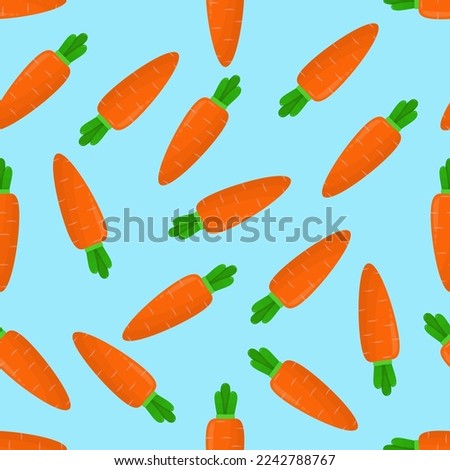 Seamless pattern with carrots on a blue background. Cute textile pattern
