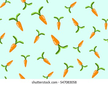 Seamless Pattern with carrots on light blue background 