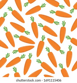 Seamless pattern with carrots. Carrots on a white background illustration of eco-food products. Vector illustration