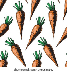 Seamless pattern with carrots on white background. Vector illustration